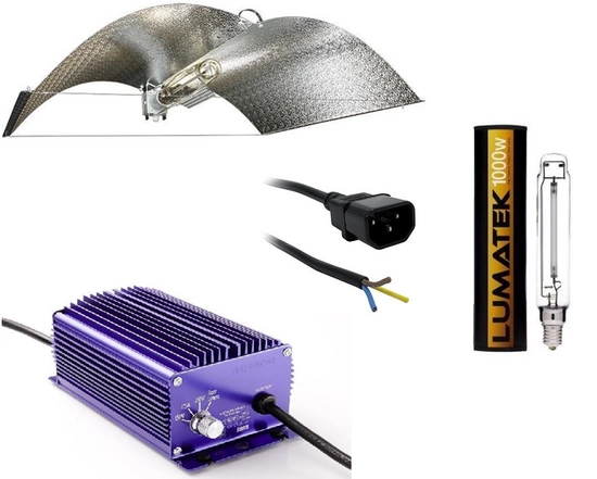 Zestaw Lumatek 1000W do lamp HPS zasilacz + odbłyśnik + żarówka dual