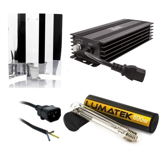 Zestaw HPS 600W zasilacz elektroniczny LUMII BLACK + Lumatek Dual 600W 90tys lm !! + Odbłyśnik + kabel 2,5m