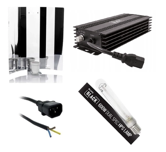 Zestaw HPS 600W zasilacz elektroniczny LUMII BLACK+ Lumii Black Dual 600W 88tys lm!! + Odbłyśnik + kabel 2,5m